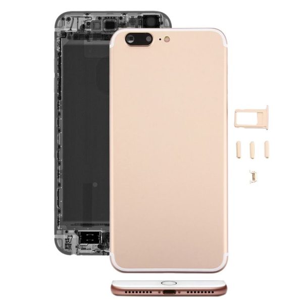 5 in 1 Full Assembly Metal Housing Cover with Appearance Imitation of i7 for iPhone 6s Plus, Including Back Cover (Big Camera Hole) & Card Tray & Volume Control Key & Power Button & Mute Switch Vibrator Key, No Headphone Jack (Gold)