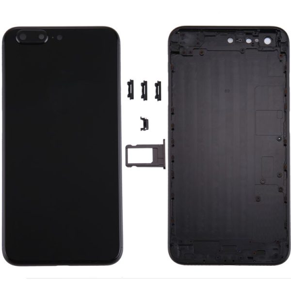 5 in 1 Full Assembly Metal Housing Cover with Appearance Imitation of i8 Plus for iPhone 6s Plus, Including Back Cover & Card Tray & Volume Control Key & Power Button & Mute Switch Vibrator Key, No Headphone Jack (Black)