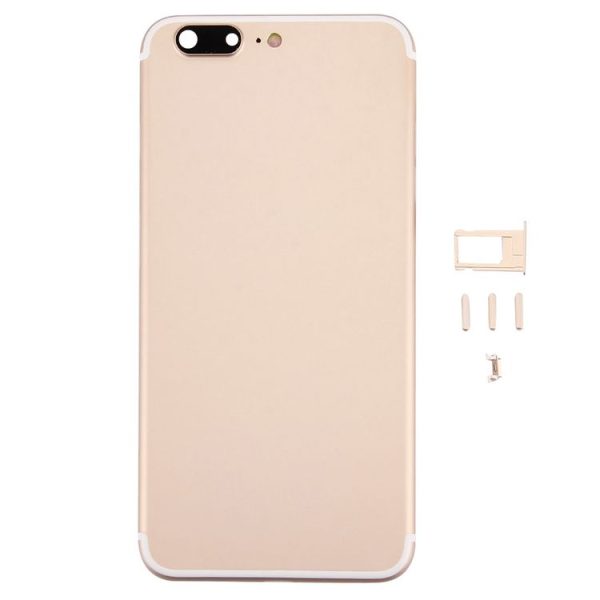 5 in 1 Full Assembly Metal Housing Cover with Appearance Imitation of i7 Plus for iPhone 6 Plus, Including Back Cover (Big Camera Hole) & Card Tray & Volume Control Key & Power Button & Mute Switch Vibrator Key, No Headphone Jack (Gold) - Image 2