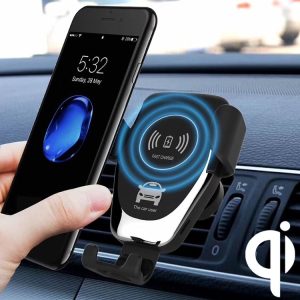 C6 Gravity Induction Car Qi Wireless Charger Fast Charging Air Vent Phone Holder (Black)