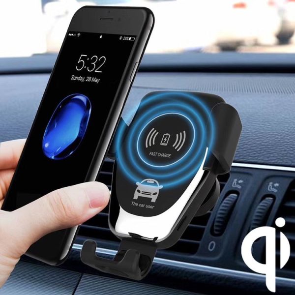 C6 Gravity Induction Car Qi Wireless Charger Fast Charging Air Vent Phone Holder (Black)