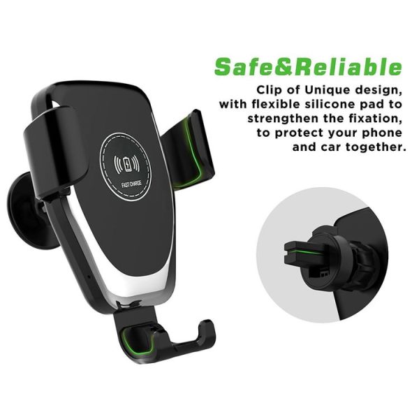 C6 Gravity Induction Car Qi Wireless Charger Fast Charging Air Vent Phone Holder (Black) - Image 7