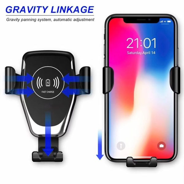 C6 Gravity Induction Car Qi Wireless Charger Fast Charging Air Vent Phone Holder (Black) - Image 8