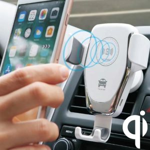 C6 Gravity Induction Car Qi Wireless Charger Fast Charging Air Vent Phone Holder (White)