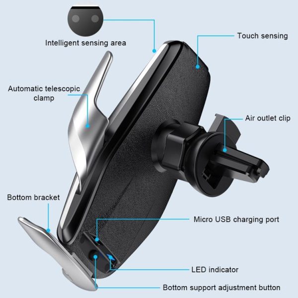 S7 15W QI 360 Degree Rotatable Infrared Induction Car Air Outlet Wireless Charging Mobile Phone Holder for 4.0-6.5 inch Mobile Phones (Gold) - Image 4