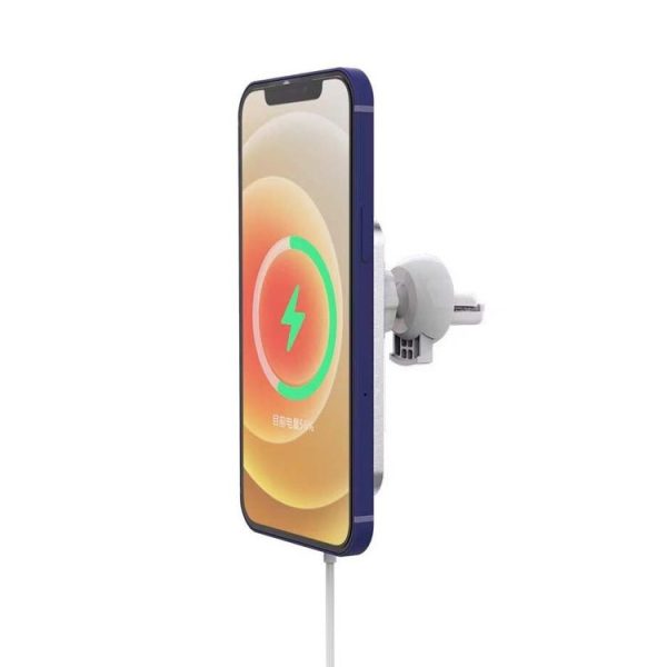 X16 Magsafe Car Air Outlet Vent Mount Clamp Holder 15W Fast Charging Qi Magnetic Wireless Charger (White) - Image 6