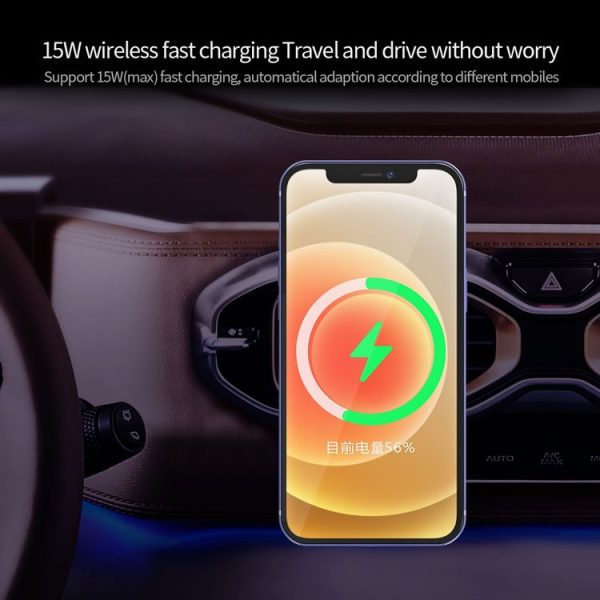 X16 Magsafe Car Air Outlet Vent Mount Clamp Holder 15W Fast Charging Qi Magnetic Wireless Charger (White) - Image 8
