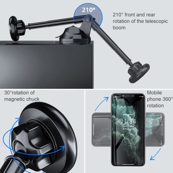 Universal Magnetic Retractable Rotating Car Mobile Phone Holder - Image 6