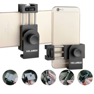 YELANGU PC03 Folding Phone Holder Horizontal Vertical Shooting Phone Clamp Holder Bracket (Black)