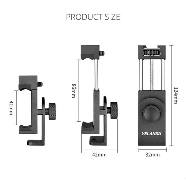 YELANGU PC03 Folding Phone Holder Horizontal Vertical Shooting Phone Clamp Holder Bracket (Black) - Image 3