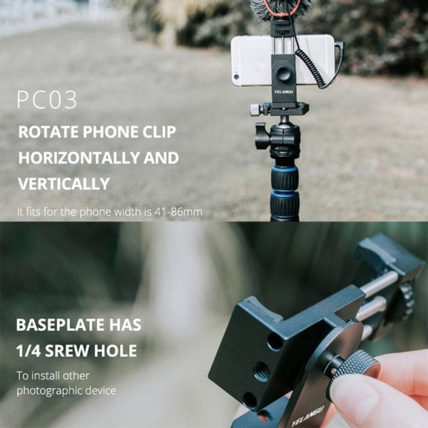 YELANGU PC03 Folding Phone Holder Horizontal Vertical Shooting Phone Clamp Holder Bracket (Black) - Image 4