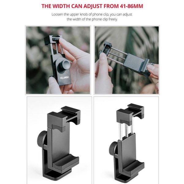 YELANGU PC03 Folding Phone Holder Horizontal Vertical Shooting Phone Clamp Holder Bracket (Black) - Image 8
