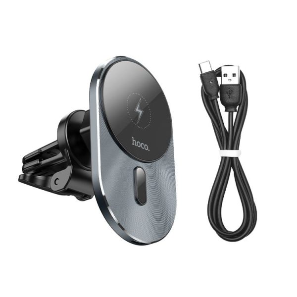 Hoco CA91 Car Magnetic Wireless Fast Charging Holder (Grey) - Image 2