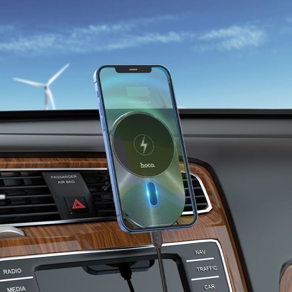 Hoco CA91 Car Magnetic Wireless Fast Charging Holder (Grey) - Image 5