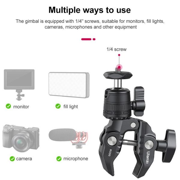 Ulanzi R099 Camera Super Clamp Magic Arm with 360 Degree Adjustable Mini Ball Head - Image 3