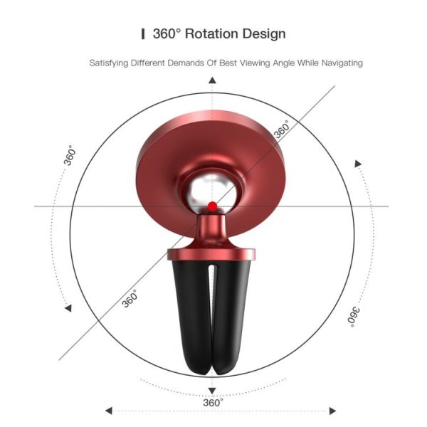 CaseMe Universal 360 Degree Rotation Magnetic Car Air Outlet Vent Mount Phone Holder, For iPhone, Galaxy, Sony, Lenovo, HTC, Huawei, and other Smartphones (Red) - Image 4