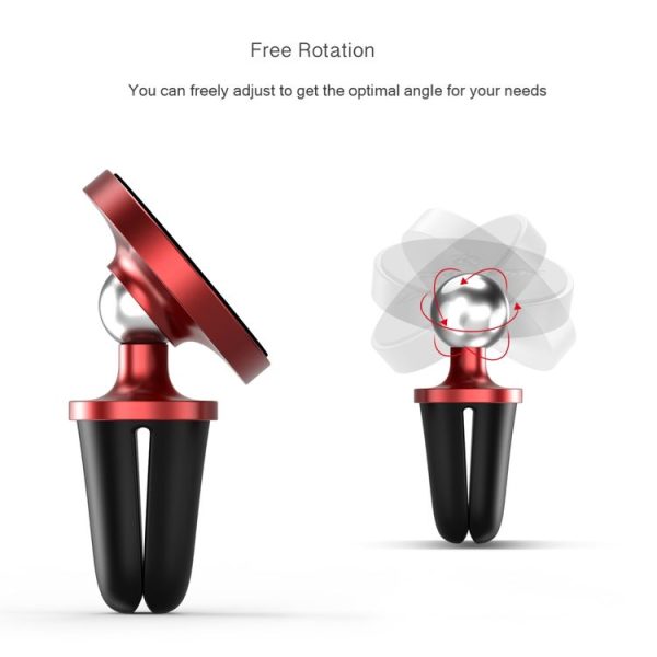 CaseMe Universal 360 Degree Rotation Magnetic Car Air Outlet Vent Mount Phone Holder, For iPhone, Galaxy, Sony, Lenovo, HTC, Huawei, and other Smartphones (Red) - Image 5