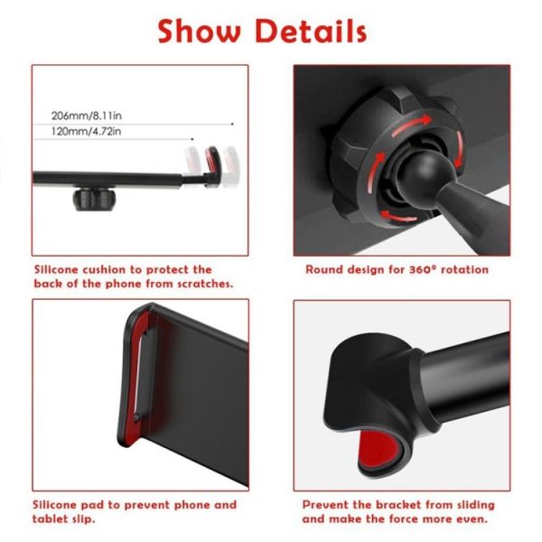CHZ-06 Retractable Car Backrest Holder for 7-14 inch Mobile Phones / Tablets (Black) - Image 4