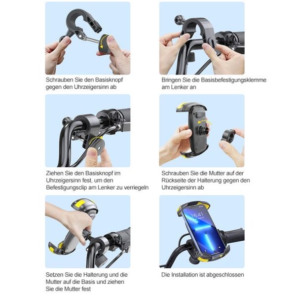 Motorcycle Bicycle Phone Riding Holder Bracket (Black) - Image 10
