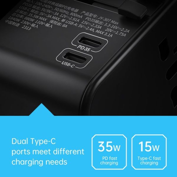 ROCK T62 35.5W Global Travel Multifunctional Plug PD Charger Power Adapter (Black) - Image 7