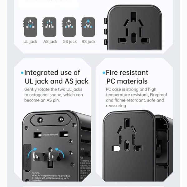ROCK T62 35.5W Global Travel Multifunctional Plug PD Charger Power Adapter (Black) - Image 9