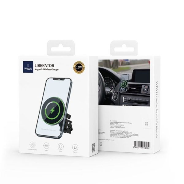 WiWU CH-308 15W Mini Round Magnetic Car Wireless Charger (Black) - Image 5