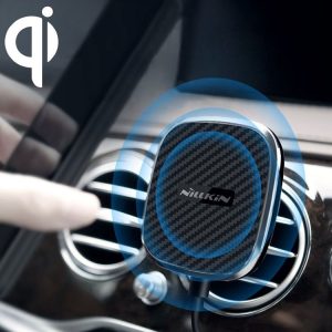 NILLKIN MC027 Car Air Outlet Vent Mount Clamp Holder 10W Fast Charging Qi Magnetic Wireless Charger (Black)
