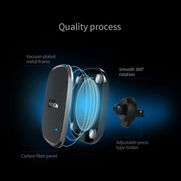 NILLKIN MC027 Car Air Outlet Vent Mount Clamp Holder 10W Fast Charging Qi Magnetic Wireless Charger (Black) - Image 12
