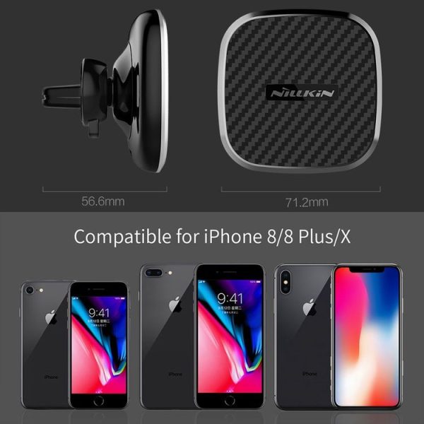 NILLKIN MC027 Car Air Outlet Vent Mount Clamp Holder 10W Fast Charging Qi Magnetic Wireless Charger (Black) - Image 15