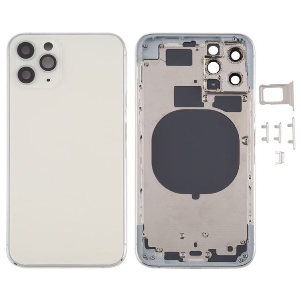 Back Housing Cover with SIM Card Tray & Side keys & Camera Lens for iPhone 11 Pro (Silver)