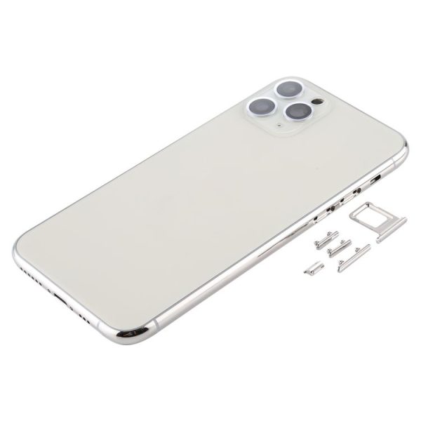 Back Housing Cover with SIM Card Tray & Side keys & Camera Lens for iPhone 11 Pro (Silver) - Image 2