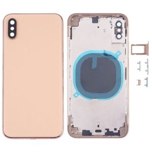 Back Cover with Camera Lens & SIM Card Tray & Side Keys for iPhone XS (Gold)