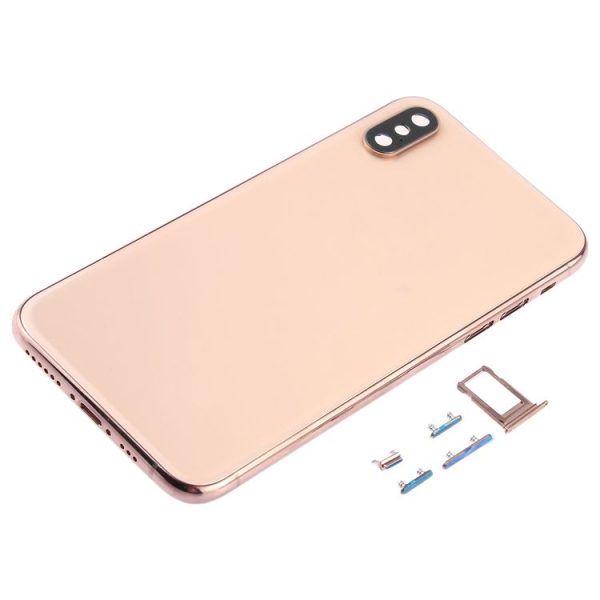 Back Cover with Camera Lens & SIM Card Tray & Side Keys for iPhone XS (Gold) - Image 2