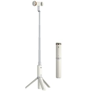 WK WT-P12 Folding Integrated Remote Control Live Broadcast Tripod Bluetooth Selfie Stick (White)