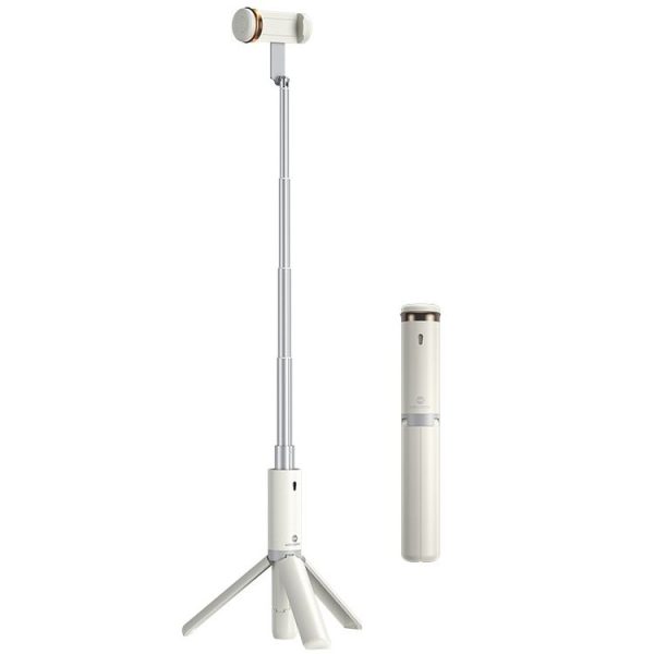 WK WT-P12 Folding Integrated Remote Control Live Broadcast Tripod Bluetooth Selfie Stick (White)