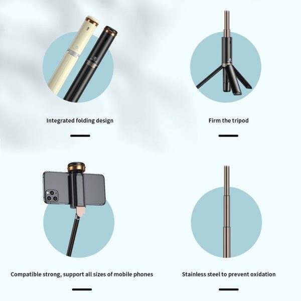 WK WT-P12 Folding Integrated Remote Control Live Broadcast Tripod Bluetooth Selfie Stick (White) - Image 5