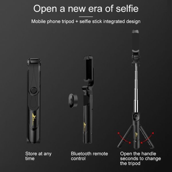 XT-09 Multi-function Live Broadcast Mobile Bluetooth Self-timer Pole Tripod (Black White) - Image 5