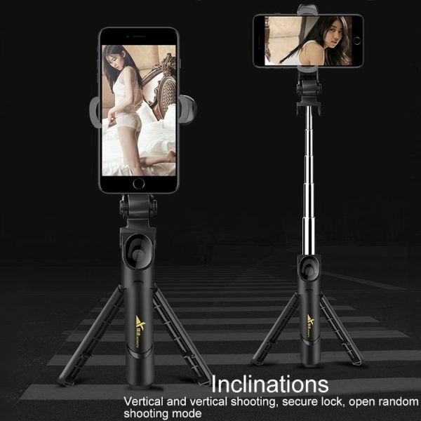 XT-09 Multi-function Live Broadcast Mobile Bluetooth Self-timer Pole Tripod (Black White) - Image 8