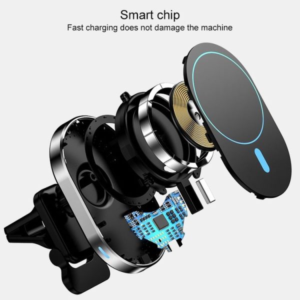 JJT-968 15W Max Output Magnetic Car Air Outlet Bracket Wireless Charger (Black) - Image 3