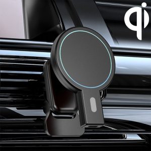 K07 15W Max Output Magnetic Car Air Outlet Bracket Wireless Charger (Black)