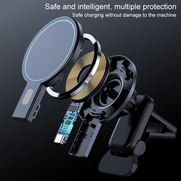 K07 15W Max Output Magnetic Car Air Outlet Bracket Wireless Charger (Black) - Image 5