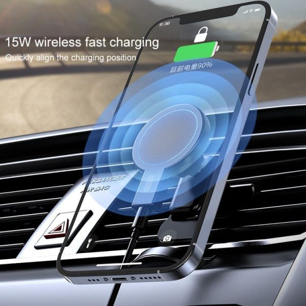 K07 15W Max Output Magnetic Car Air Outlet Bracket Wireless Charger (Black) - Image 8