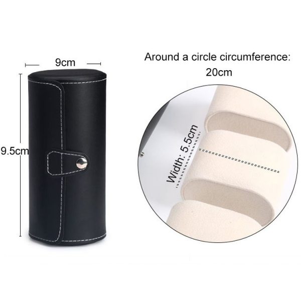 Portable Travel Watch Cylinder Protective Box Storage Bag (Black) - Image 3