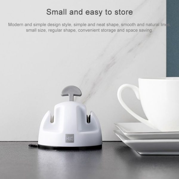 Original Xiaomi Youpin Huohou Kitchen Mini Double Wheel Knife Sharpener (White) - Image 5