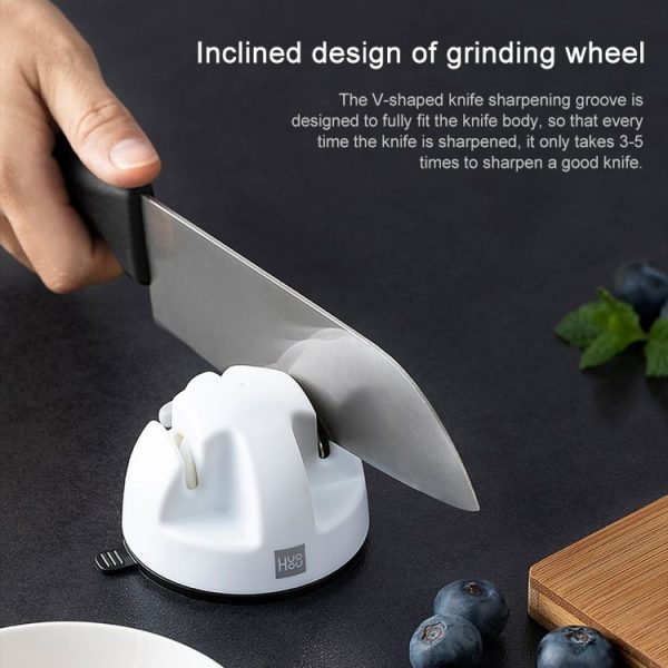 Original Xiaomi Youpin Huohou Kitchen Mini Double Wheel Knife Sharpener (White) - Image 8