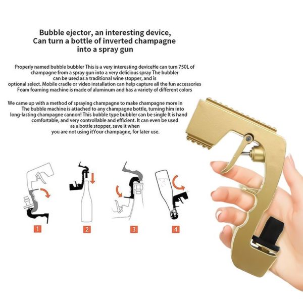 Plastic Wrapped Metal Bubbly Blaster Champagne Bottle Squirt Gun Bar Tool (Red) - Image 4