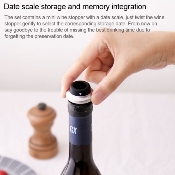 Original Xiaomi Youpin CircleJoy Stainless Steel Red Wine Preservation Stopper Set, Style: 4 Stoppers in One Pump - Image 3