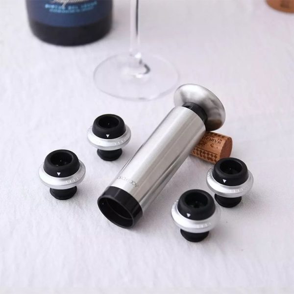 Original Xiaomi Youpin CircleJoy Stainless Steel Red Wine Preservation Stopper Set, Style: 4 Stoppers in One Pump - Image 7