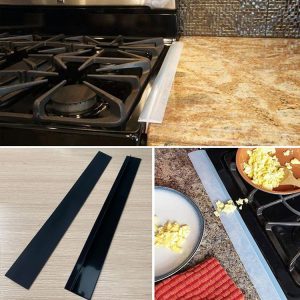 2 PCS 25 inches Gas Stove Slit Strip Antifouling Dustproof Waterproof Kitchen Sealing Strip (Black)