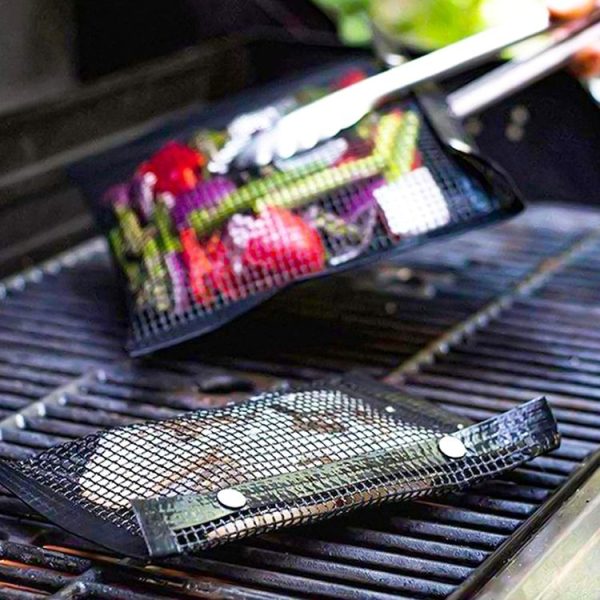 Barbecue Heat Resistant Non-stick Grilling Mesh BBQ Baking Bag, Size: 40 x 27cm (Black) - Image 5
